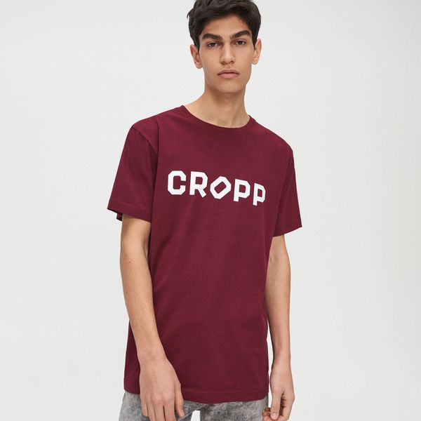 Cropp Cropp - Majica kratkih rukava s natpisom Cropp - bordo