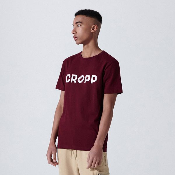 Cropp Cropp - Majica kratkih rukava s printom - bordo