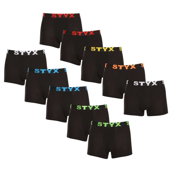 STYX 10PACK Men's Styx Boxer Shorts Sports Rubber Black