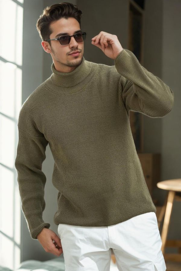 dewberry 18701 Dewberry Turtleneck Mens Knitwear-Khaki