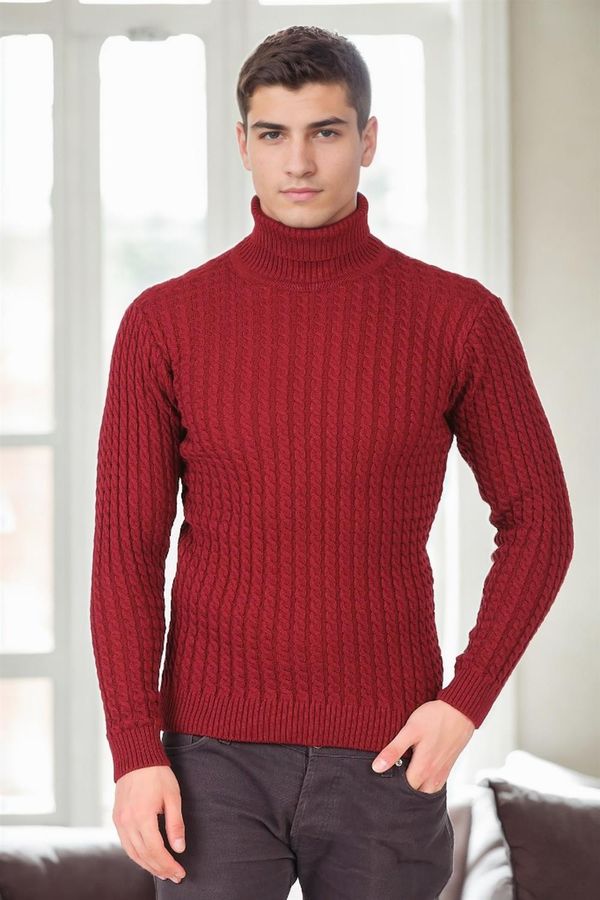 dewberry 19295 Dewberry Turtleneck Mens Sweater-BURGUNDY