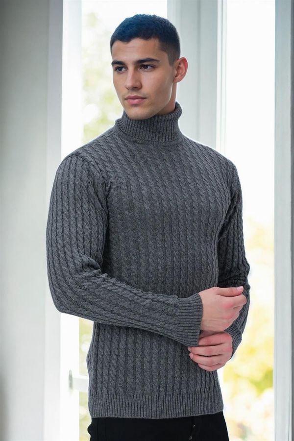 dewberry 19295 Dewberry Turtleneck Mens Sweater-DARK GREY