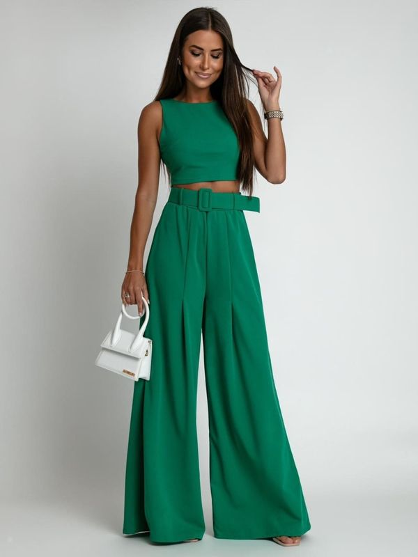 FASARDI 2-piece set, wide trousers and green blouse