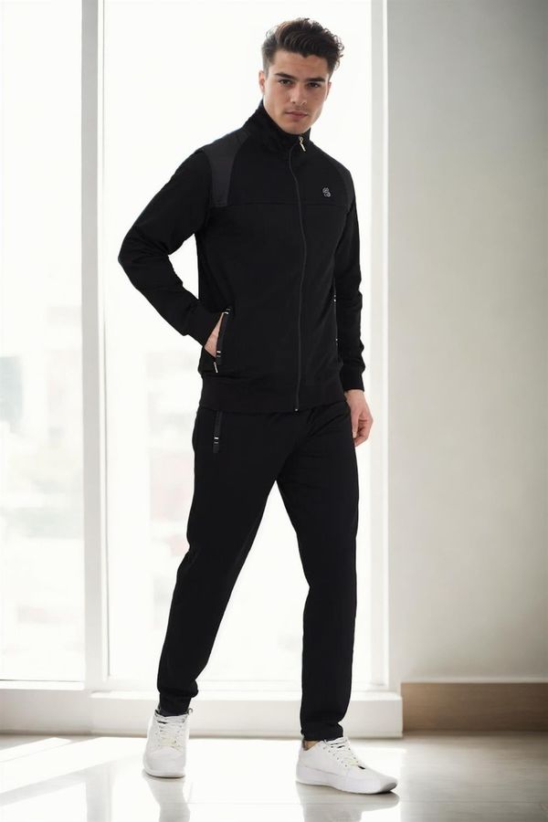 dewberry 33328 Dewberry Mens Tracksuit Set-BLACK