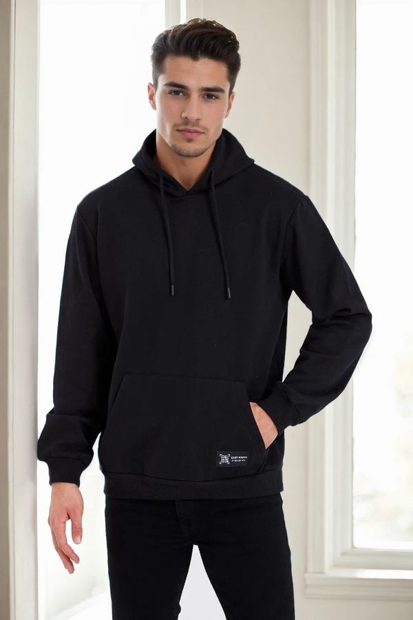 dewberry 34605 Dewberry Kangaroo Pocket Hoody Mens Sweatshirt-BLACK