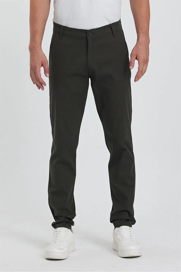 dewberry 36952 Dewberry Gabardine Cotton Slim Fit Chino Mens Trousers-KHAKI