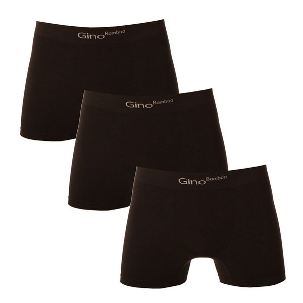 Gino 3PACK Mens Boxers Gino Seamless Bamboo Black