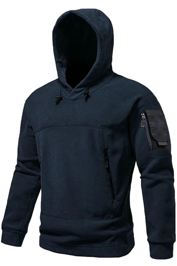 dewberry 60343 Dewberry Warm Outdoor Hooded Mens Fleece-NAVY