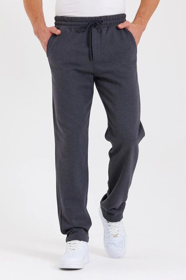 dewberry 62819 Dewberry Straight Leg Back Pocket Detailed Sweatpants-ANTHRACITE