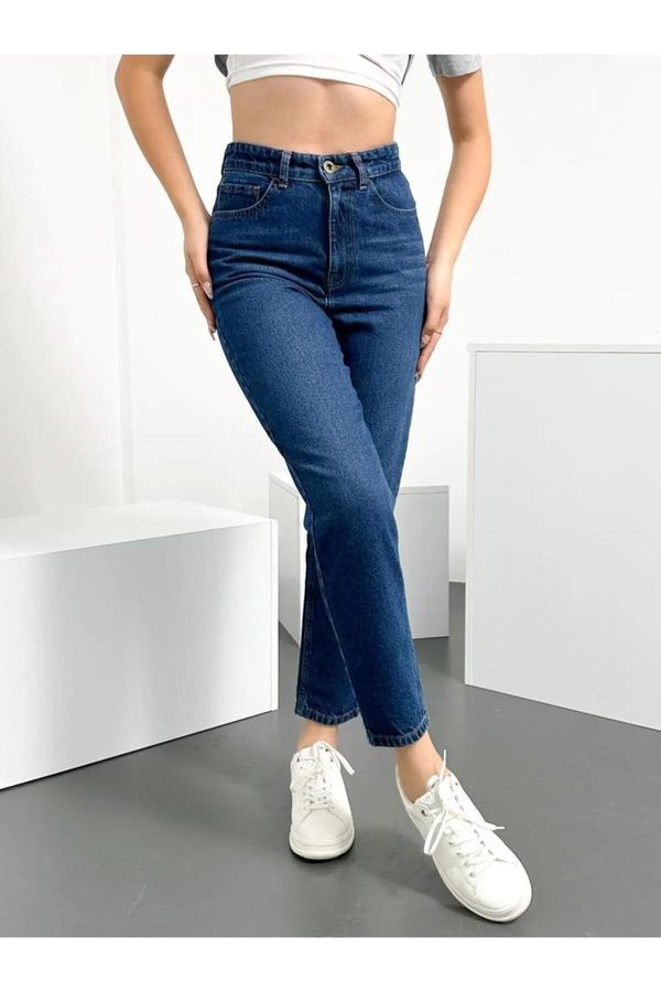 dewberry 74092 Dewberry Hlt Mom Jeans High Waist Women Jeans-DARK BLUE