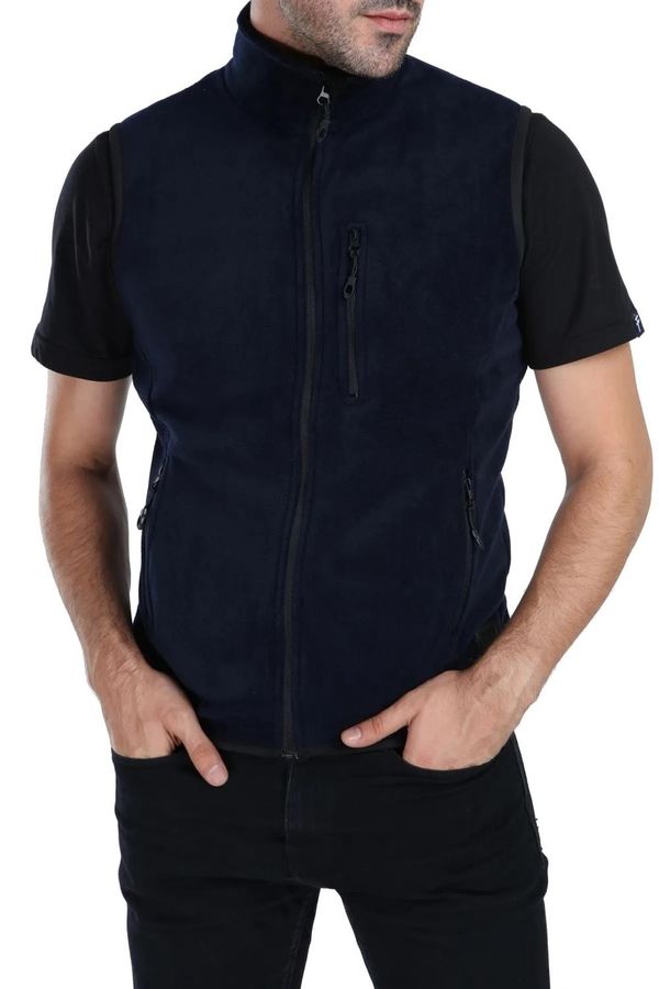 dewberry 79233 Dewberry Ghsy Multi-Pocket Fleece Mens Vest-NAVY