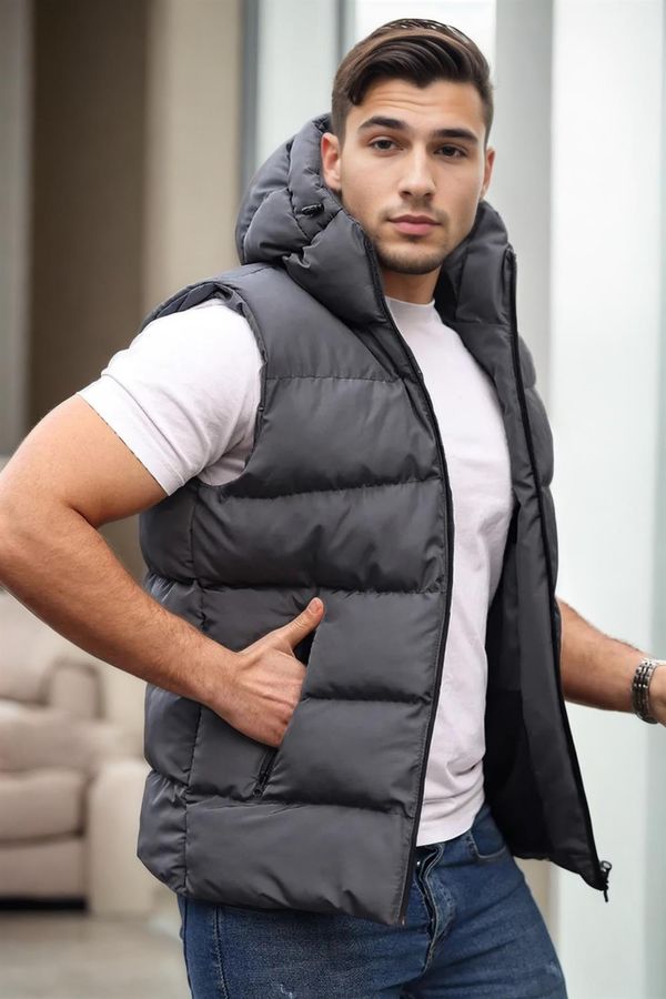 dewberry 98149 Dewberry Hooded Mens Vest-ANTHRACITE