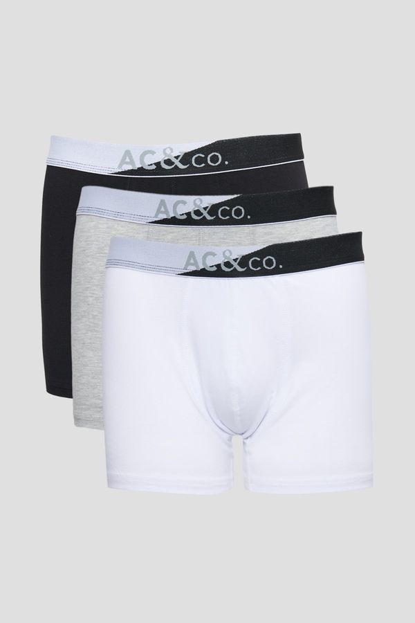 AC&Co / Altınyıldız Classics AC&Co / Altınyıldız Classics Men's Black-gray Melange-white 3-pack of Flexible Boxers with Cotton.