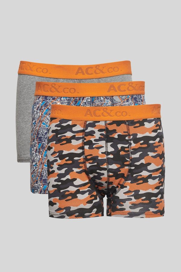 AC&Co / Altınyıldız Classics AC&Co / Altınyıldız Classics Men's Black Orange 3-Pack Flexible Cotton Boxer