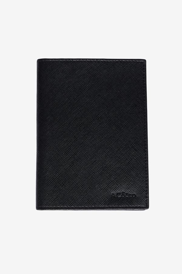 AC&Co / Altınyıldız Classics AC&Co / Altınyıldız Classics Men's Black Special Gift Boxed Faux Leather Handmade Passport Holder
