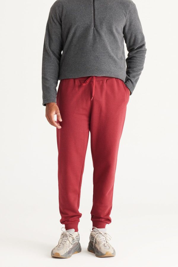 AC&Co / Altınyıldız Classics AC&Co / Altınyıldız Classics Men's Claret Red Standard Fit Normal Cut Comfortable Cotton Sweatpants with Side Pockets.