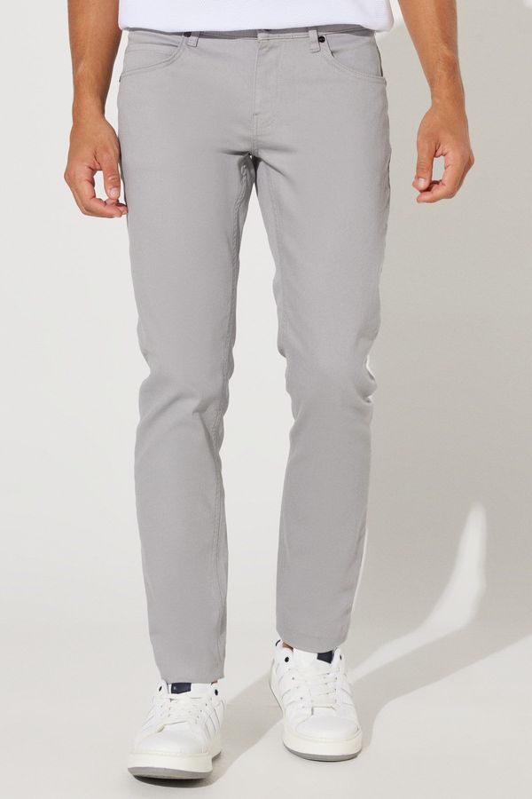 AC&Co / Altınyıldız Classics AC&Co / Altınyıldız Classics Men's Gray 360 Degree Stretchy All Directions Slim Fit Slim Fit Diagonal Pattern Trousers.
