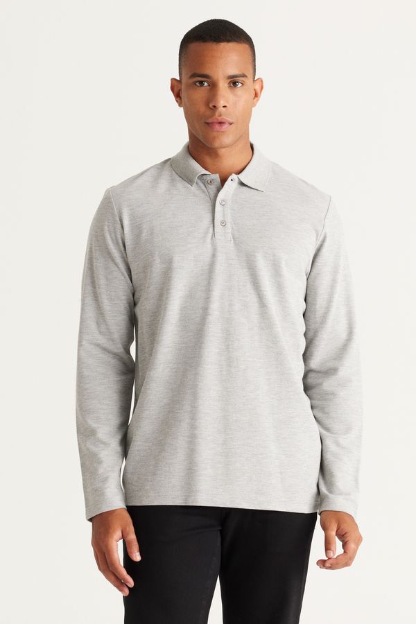 AC&Co / Altınyıldız Classics AC&Co / Altınyıldız Classics Men's Gray Melange Standard Fit Normal Cut 3 Thread Fleece 100% Cotton Polo Neck Sweatshirt
