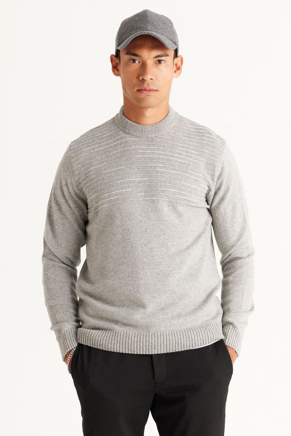 AC&Co / Altınyıldız Classics AC&Co / Altınyıldız Classics Men's Gray Standard Fit Normal Cut Half Turtleneck Knitwear Sweater