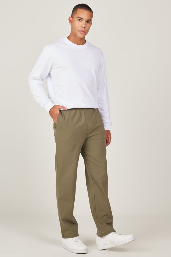 AC&Co / Altınyıldız Classics AC&Co / Altınyıldız Classics Men's Khaki Standard Fit Regular Cut Cotton Cotton Jogger Pants with Tie Waist Side Pockets, Knitted Pants