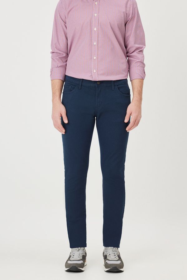 AC&Co / Altınyıldız Classics AC&Co / Altınyıldız Classics Men's Navy Blue Slim Fit Slim Fit 5 Pocket Cotton Canvas Flexible Chino Trousers