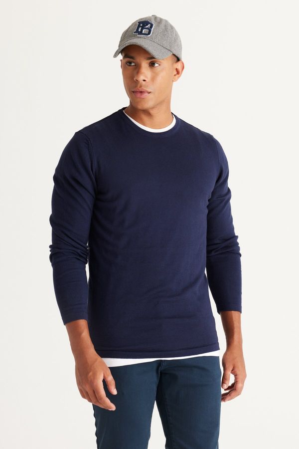 AC&Co / Altınyıldız Classics AC&Co / Altınyıldız Classics Men's Navy Blue Standard Fit Normal Fit Warm Crew Neck Knitwear Sweater