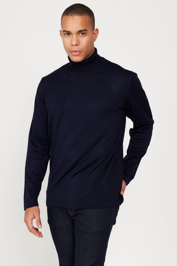 AC&Co / Altınyıldız Classics AC&Co / Altınyıldız Classics Men's Navy Blue Standard Fit Regular Cut Full Turtleneck Knitwear Sweater