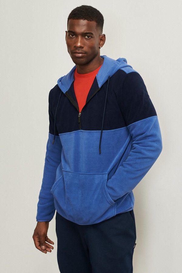 AC&Co / Altınyıldız Classics AC&Co / Altınyıldız Classics Men's Navy-Indigo Standard Fit Normal Cut Inner Fleece 3 Thread Hooded Fleece Sweatshirt