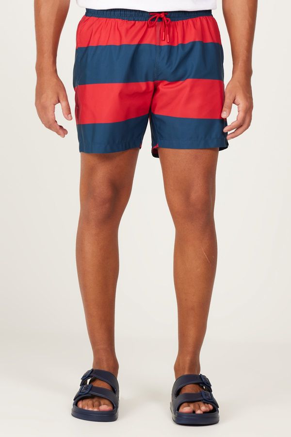 AC&Co / Altınyıldız Classics AC&Co / Altınyıldız Classics Men's Red-Navy Blue Standard Fit Casual Patterned Swimwear Marine Shorts.