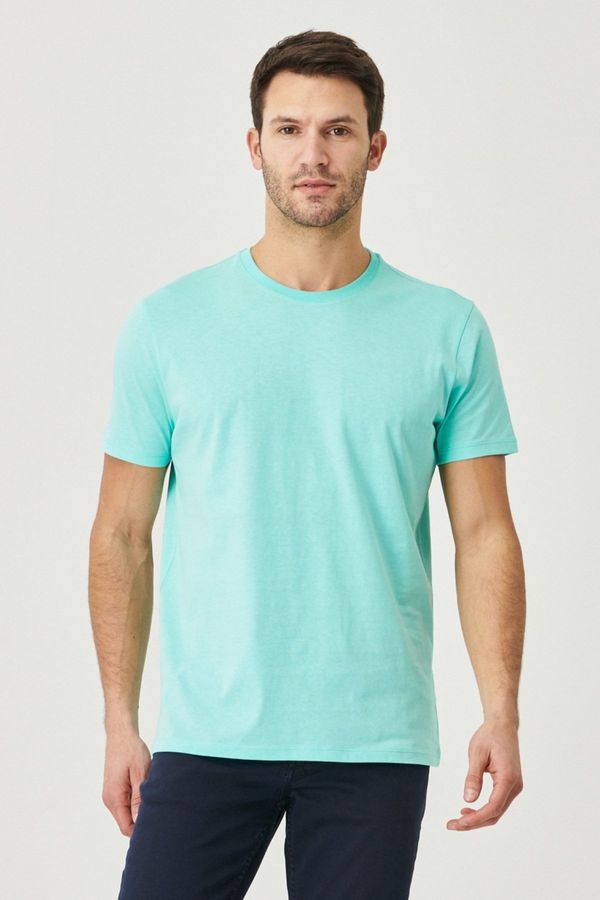 AC&Co / Altınyıldız Classics AC&Co / Altınyıldız Classics Men's Turquoise 100% Cotton Slim Fit Slim Fit Crew Neck T-Shirt