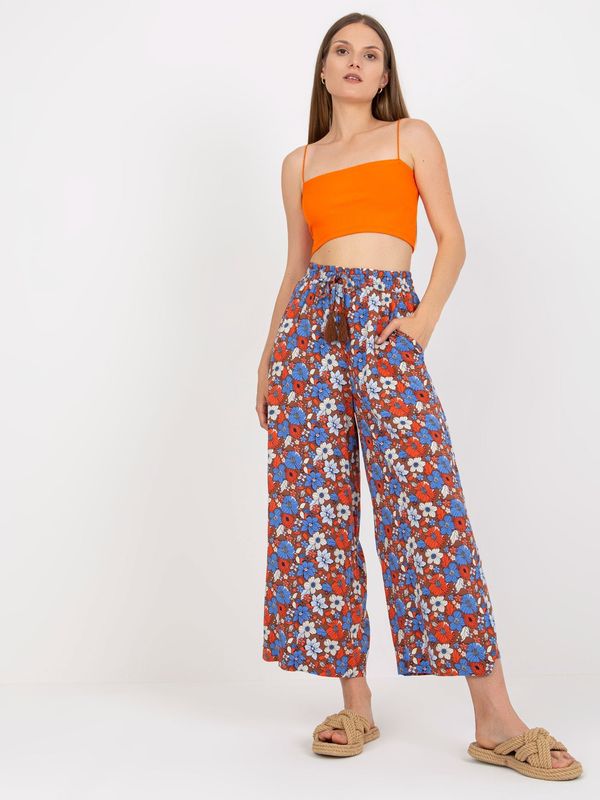 Fashionhunters Airy brown trousers made of floral fabric SUBLEVEL
