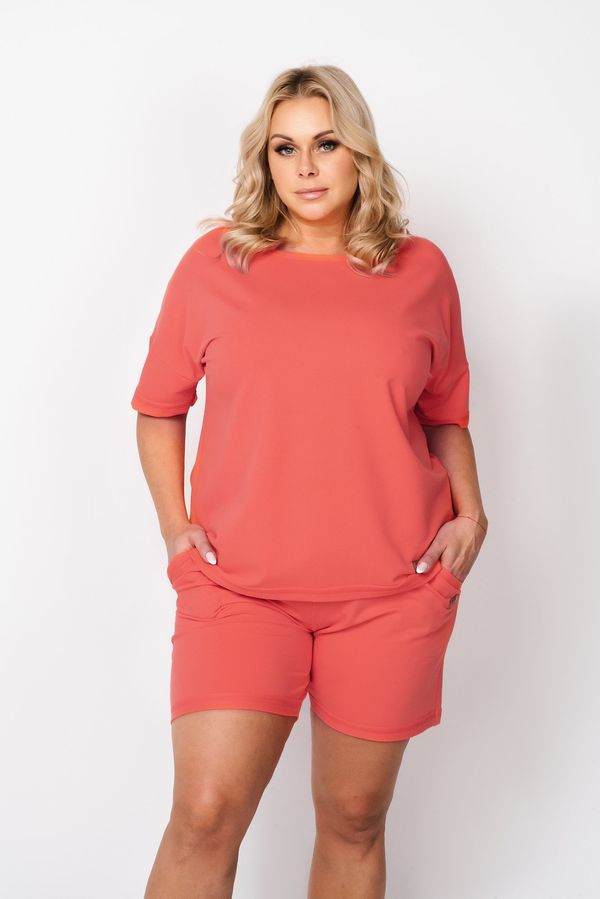 Italian Fashion Alta women's blouse with short sleeves - coral