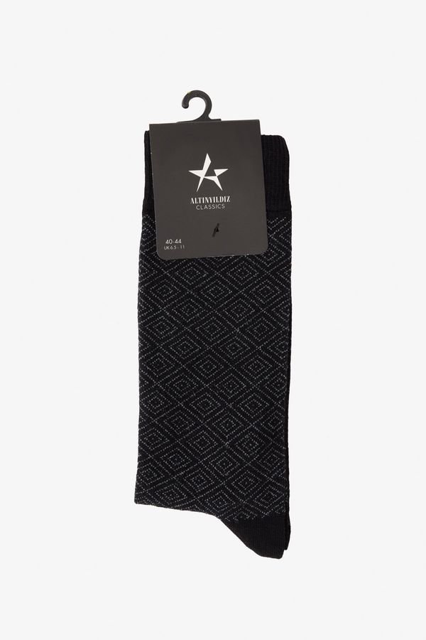 ALTINYILDIZ CLASSICS ALTINYILDIZ CLASSICS Men's Black-Grey Patterned Bamboo Cleat Socks
