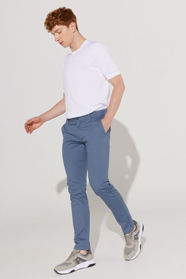 ALTINYILDIZ CLASSICS ALTINYILDIZ CLASSICS Men's Blue Slim Fit Slim Fit Cotton Flexible Comfort Dobby Trousers