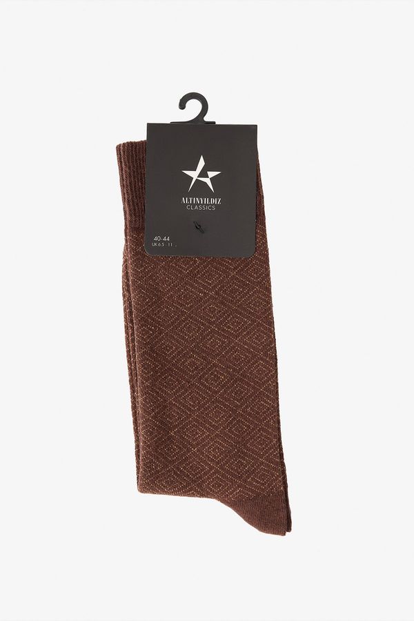 ALTINYILDIZ CLASSICS ALTINYILDIZ CLASSICS Men's Brown-Beige Patterned Bamboo Cleat Socks