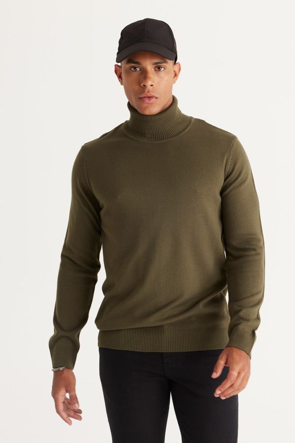 ALTINYILDIZ CLASSICS ALTINYILDIZ CLASSICS Men's Khaki Standard Fit Normal Cut Anti-Pilling Full Turtleneck Knitwear Sweater.