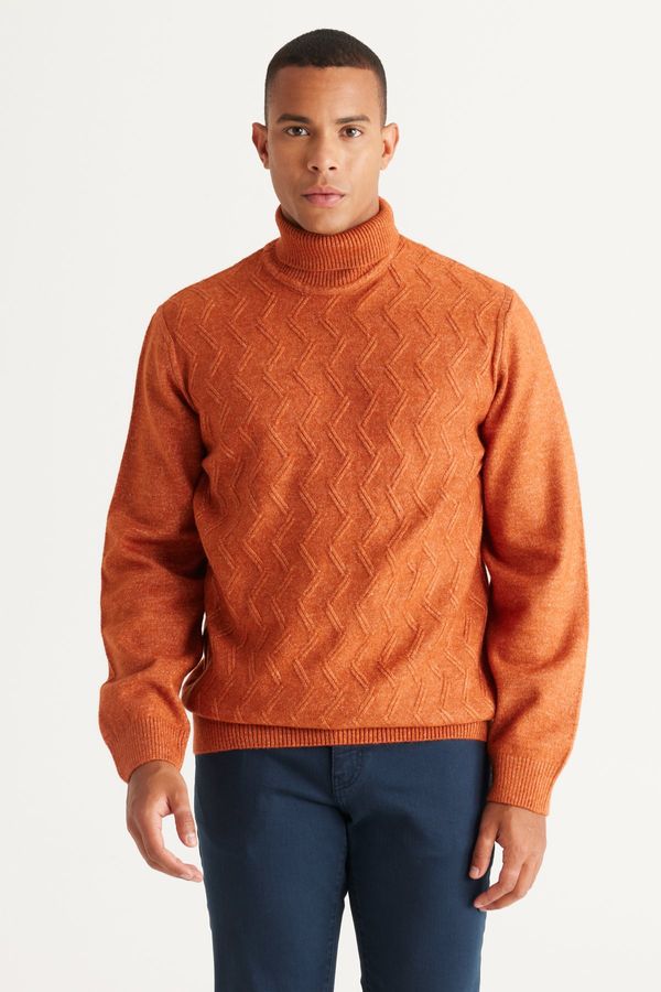 ALTINYILDIZ CLASSICS ALTINYILDIZ CLASSICS Men's Tile Standard Fit Normal Cut Full Turtleneck Raised Soft Textured Knitwear Sweater