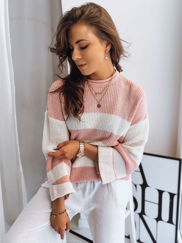 DStreet AMELIA ladies sweater with pink and white stripes Dstreet from