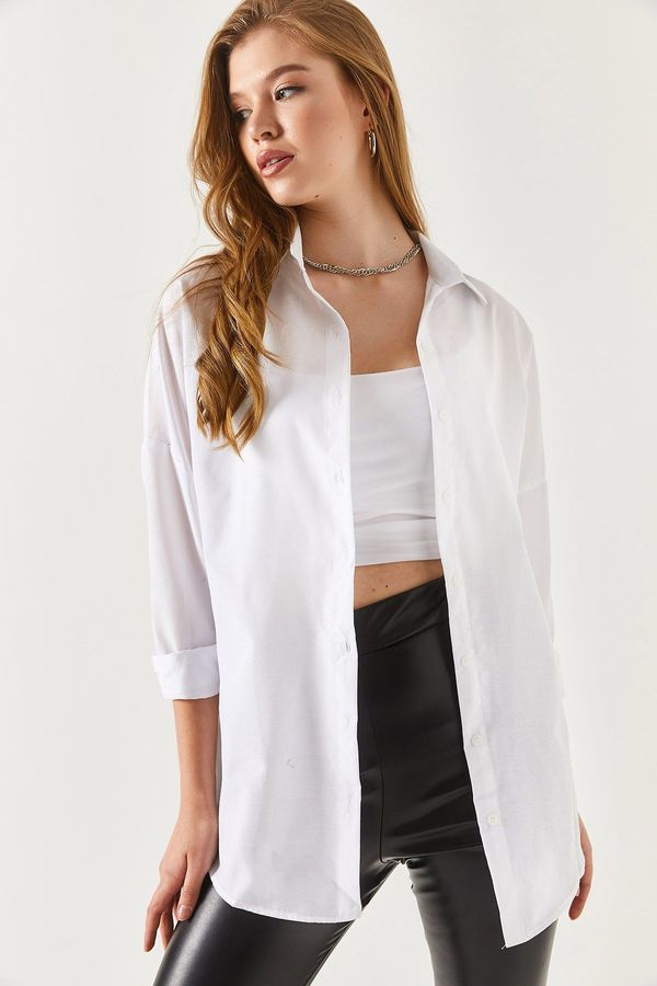 armonika armonika Oversize Long Basic Shirt - White