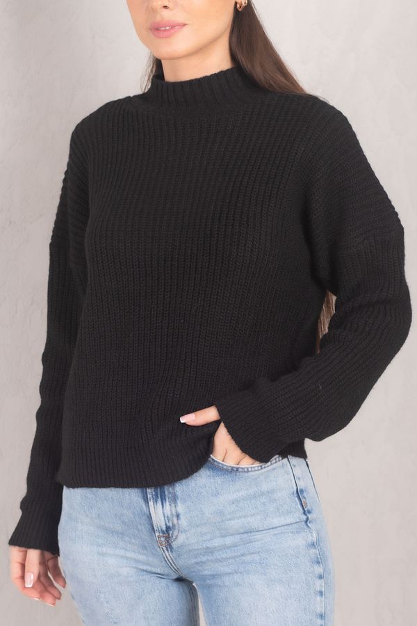 armonika armonika Women's Black High Collar Knitted Sweater