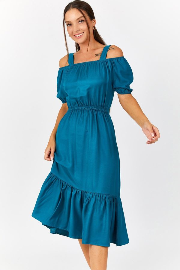 armonika armonika Women's Indigo Dress with Elastic Waist, Straps