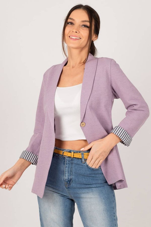 armonika armonika Women's Lilac Striped Single Button Jacket