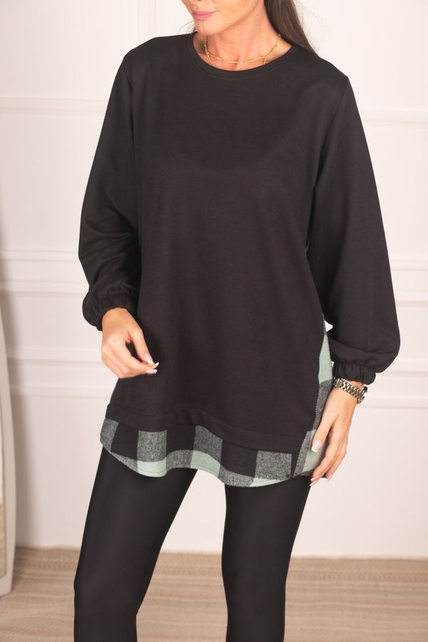 armonika armonika Women's Mint Back Plaid Pattern Sweatshirt