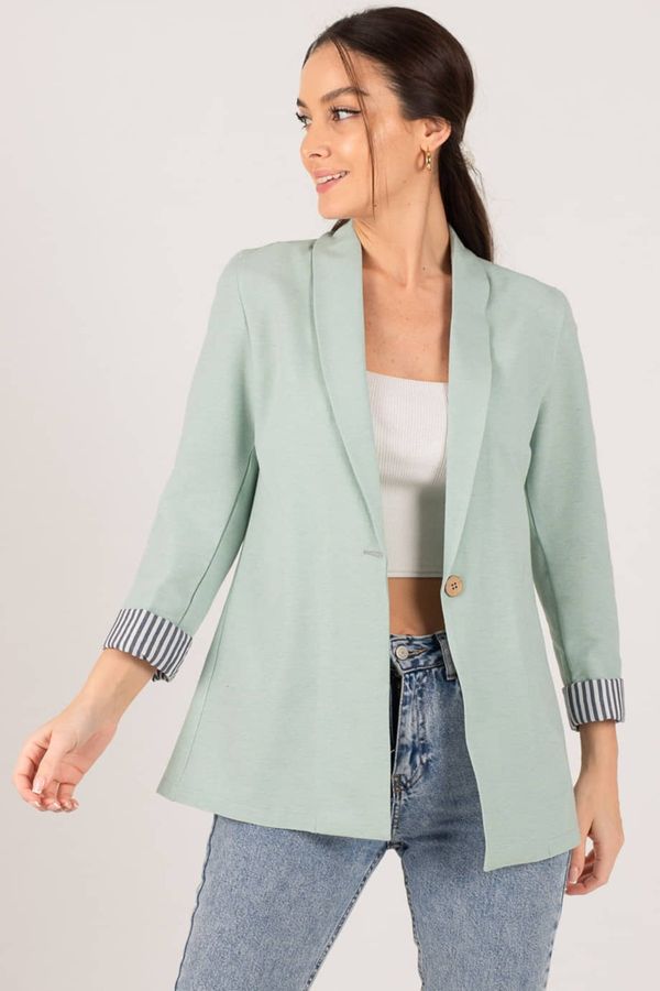 armonika armonika Women's Mint Striped One-Button Jacket