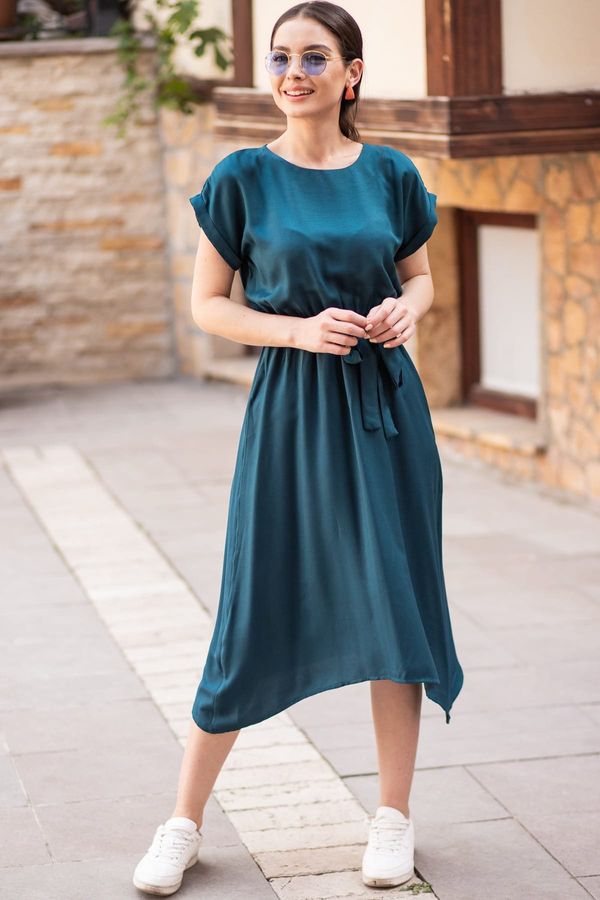 armonika armonika Women's Oil Waist Elastic Tie-Down Dress