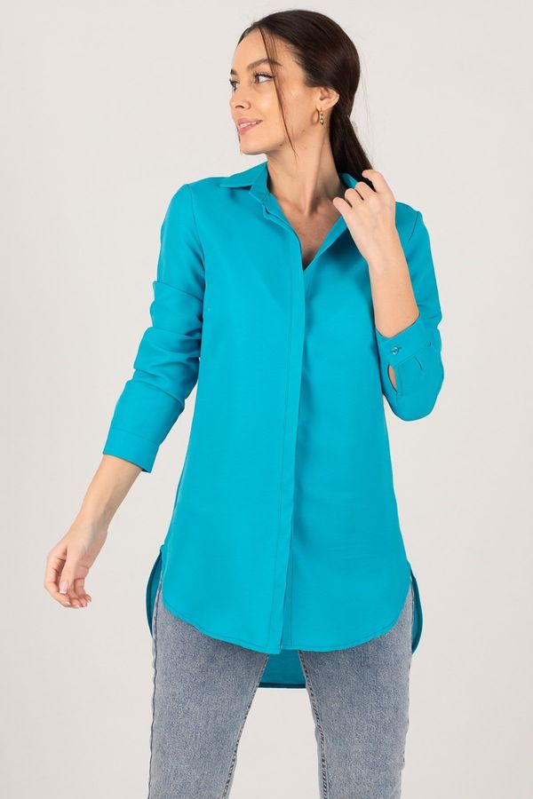 armonika armonika Women's Turquoise Tunic Shirt