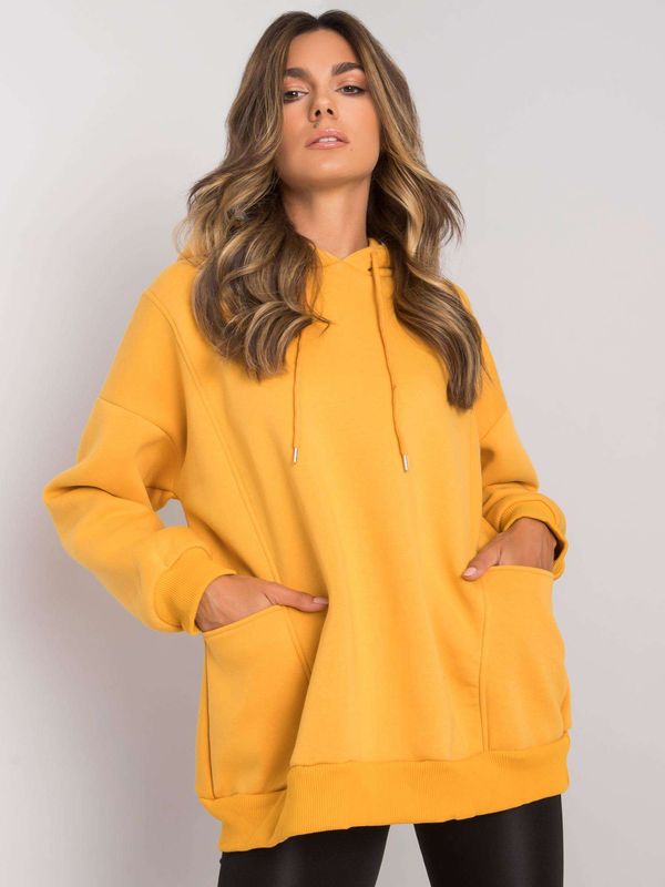 Fashionhunters Aryanna mustard sweatshirt with pockets