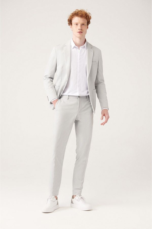 Avva Avva Men's Gray Bi-stretch Slim Fit Slim Fit Chino Pants with Side Pockets