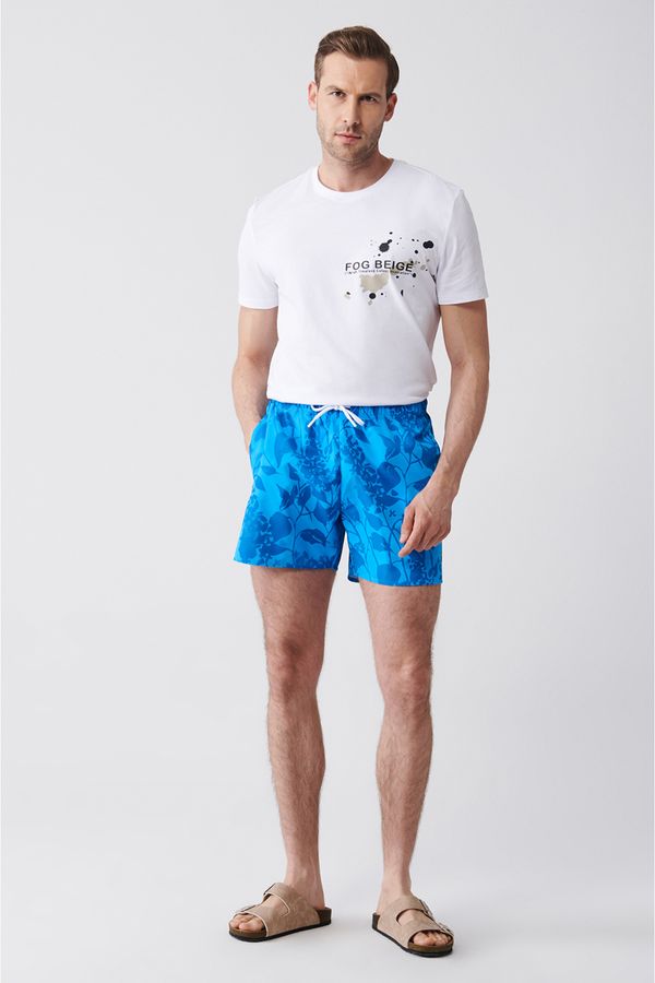 Avva Avva Men's Green-Blue Quick Dry Printed Swimwear in a Standard Size Seafood Shorts