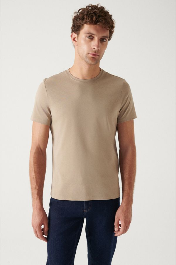 Avva Avva Men's Mink 100% Cotton Breathable Crew Neck Regular Fit T-shirt